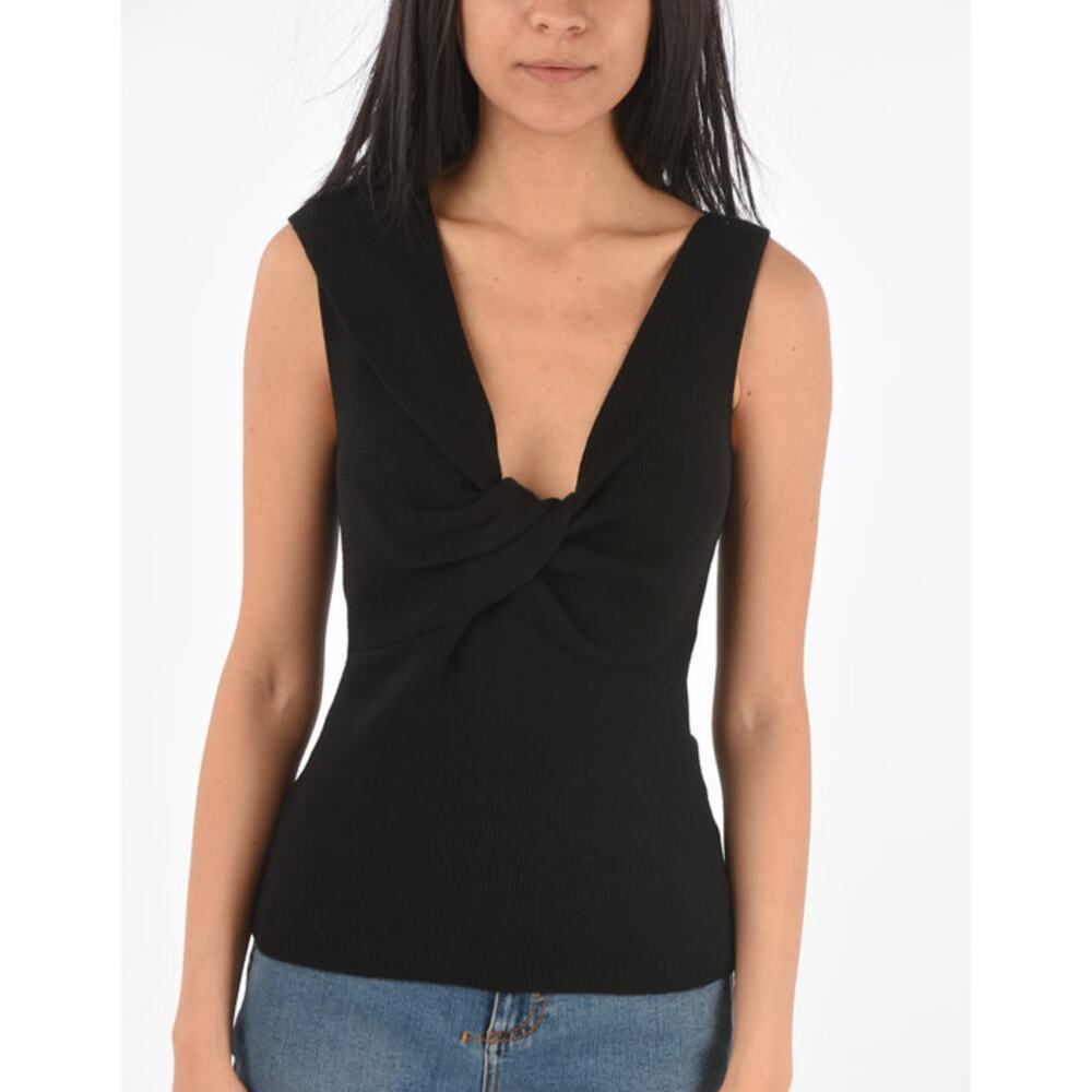 NWT ALEXANDER MCQUEEN Sleeveless Wool Top with Front Knot Black Small